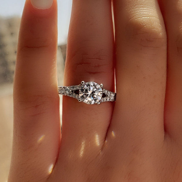 Split Shank Engagement Ring on Hand