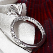 3 Row Pave Cushion Cut Diamond Engagement Ring Side Profile