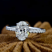 2.10 Ct. Classic Oval Cut Engagement Ring Set F Color VS2 GIA Certified