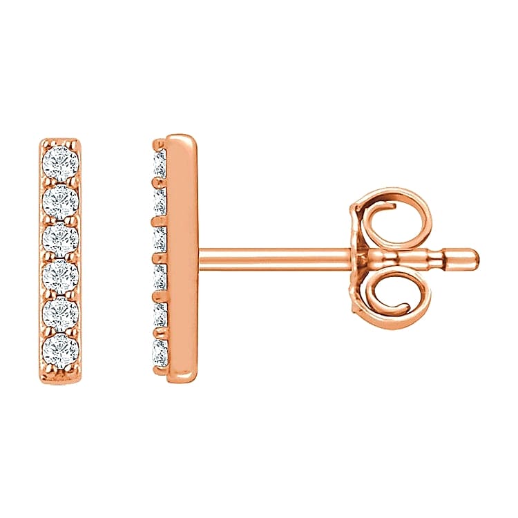 Rose gold cheap diamond bar earrings