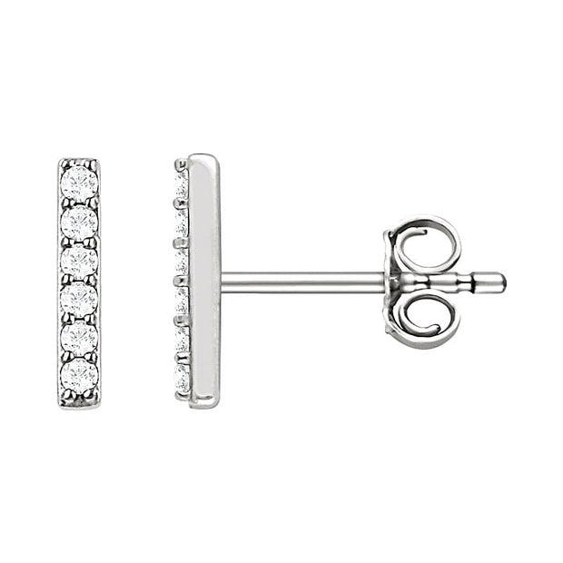 Dainty Diamond Bar Earrings