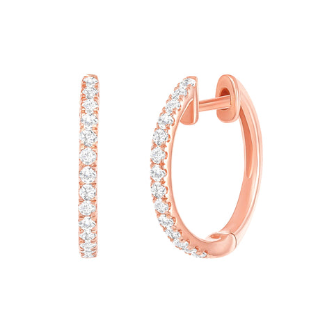 rose gold diamond huggie hoops