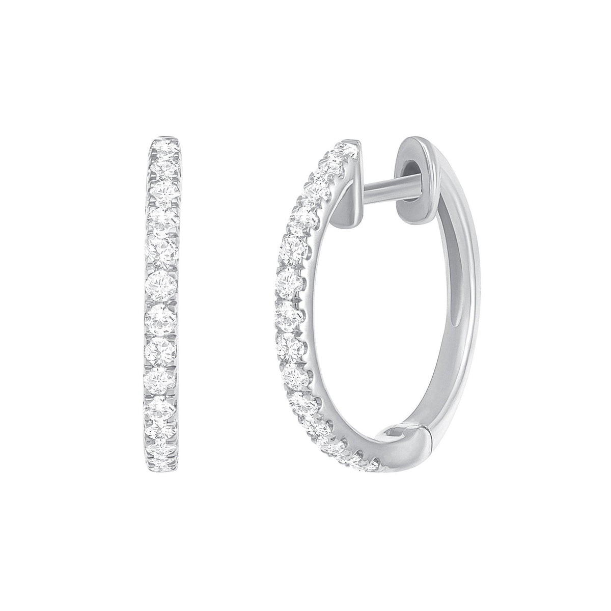White gold diamond huggie hoops