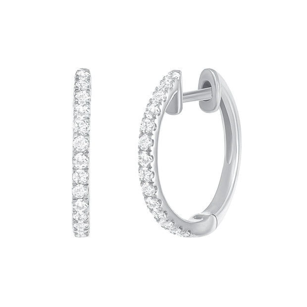 white gold diamond huggie hoops