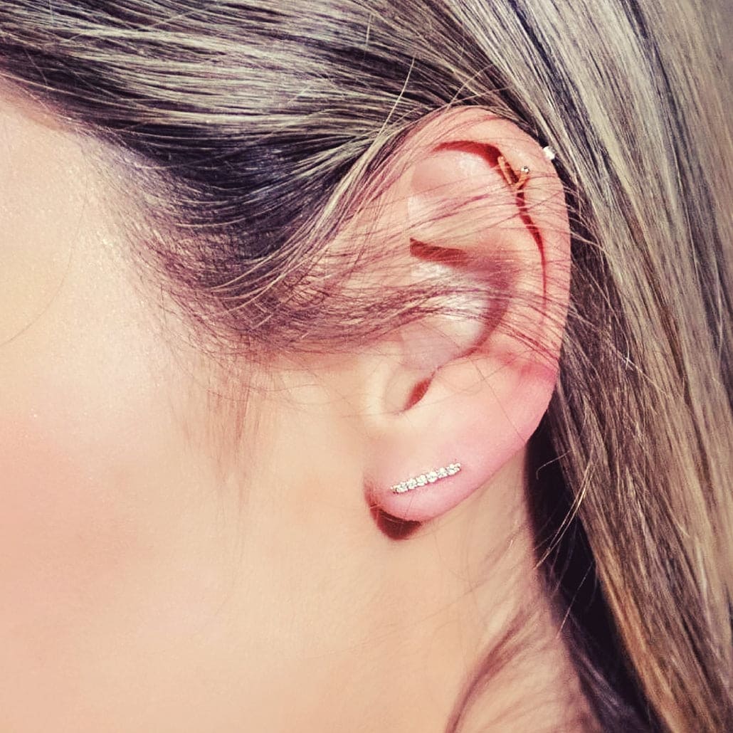 Dainty diamond bar earrings