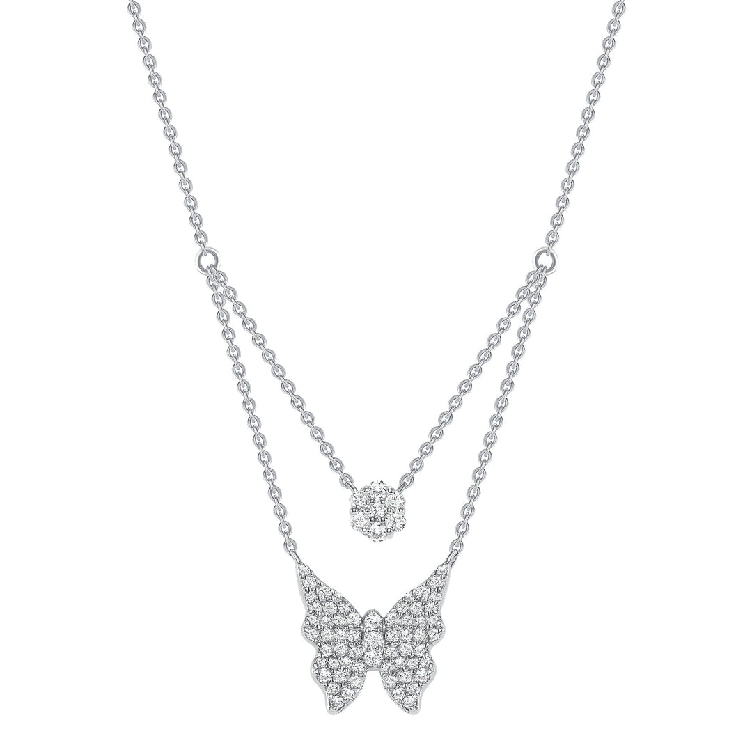 Double Chain Butterfly Diamond Necklace
