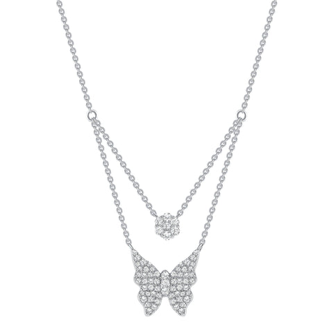 Double Chain Butterfly Diamond Necklace