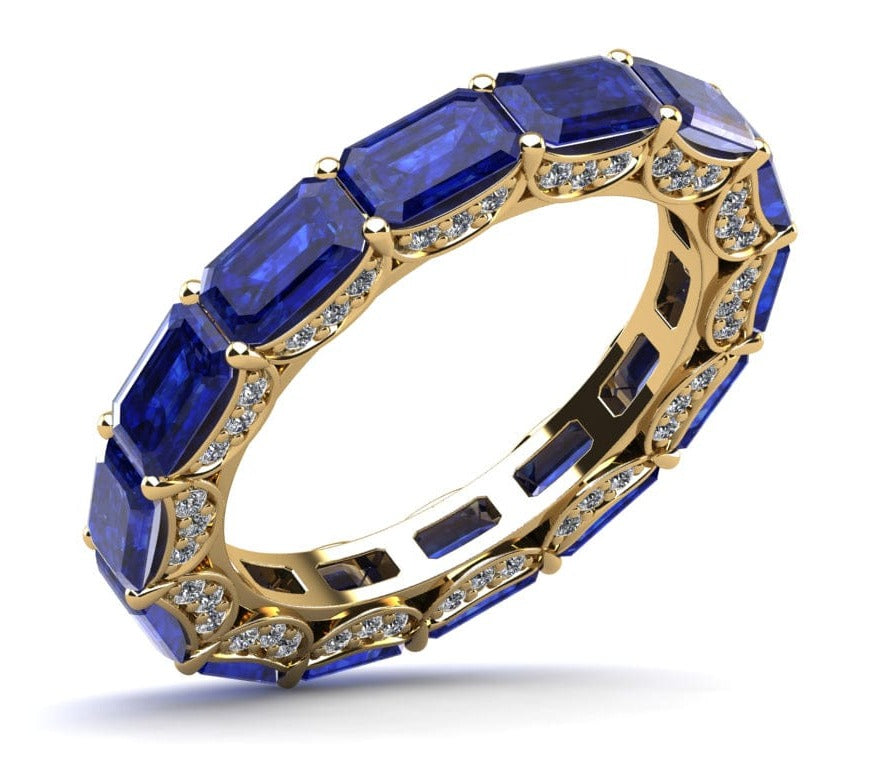 Sapphire eternity band yellow gold