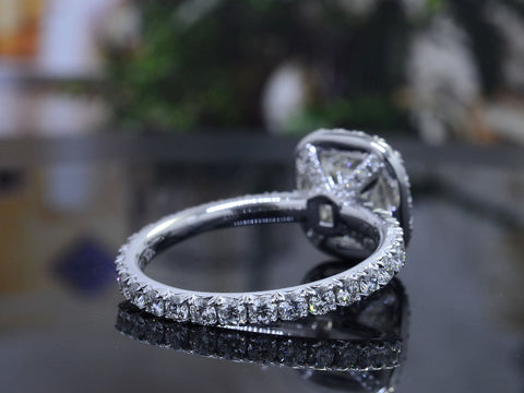 Cushion Halo Engagement Ring Eternity Back View