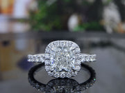 2.60 Ct. Cushion Cut Halo Engagement Ring Set H Color SI1 GIA Certified