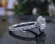 4.10 Ctw Cushion Cut Halo Diamond Ring & Band Eternity H Color VS2 GIA Certified