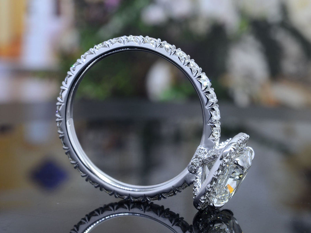 Cushion Halo Engagement Ring Eternity Side Profile