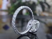 4.10 Ctw Cushion Cut Halo Diamond Ring & Band Eternity H Color VS2 GIA Certified