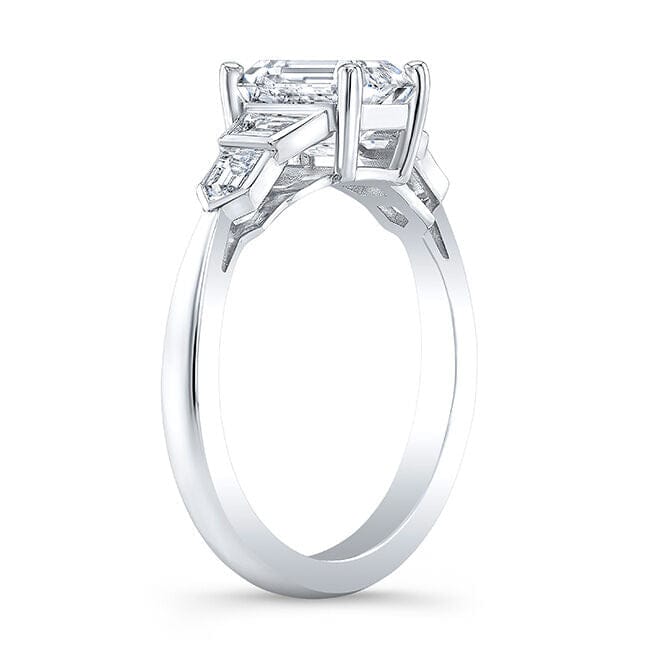 Emerald cut engagement ring profile view