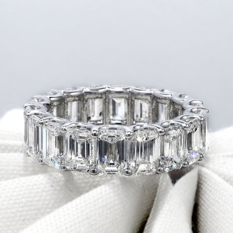 6 carat emerald cut eternity band Front