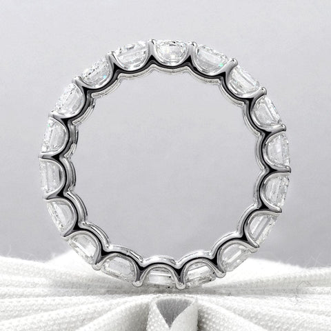 7 Carats Emerald Cut Diamond Eternity Ring Side Profile
