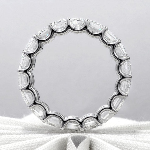 6 carat emerald cut eternity band Side Profile