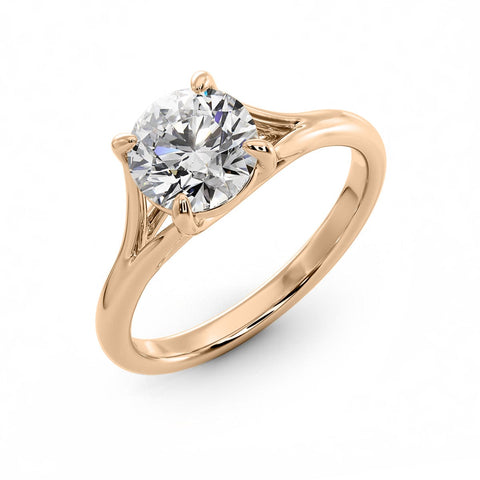 Round Cut Split Shank Solitaire Ring Rose Gold