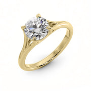 Round Cut Split Shank Solitaire Ring Yellow