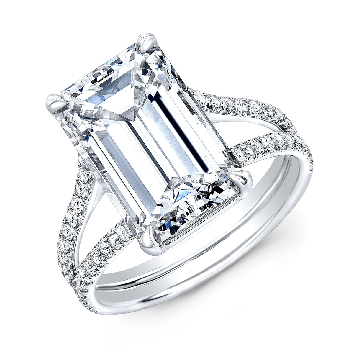 Emeraldcutsplitshankengagementringwhitegoldpav62461
