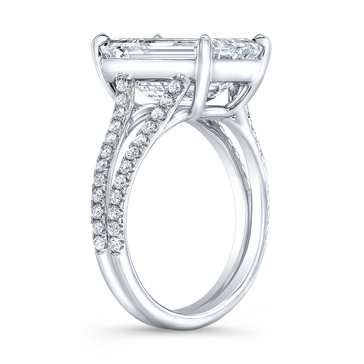 Split shank diamond engagement ring u pave