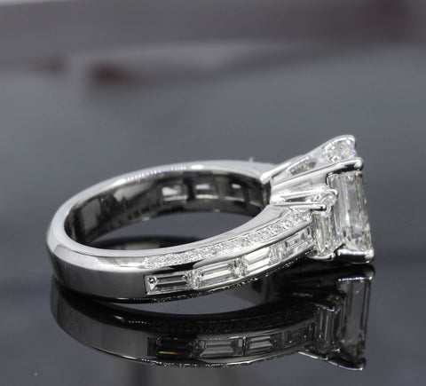 Emerald Cut Engagement Ring With Baguettes Side View