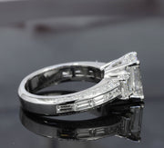 2.90 Ct. Emerald Cut Diamond Ring with Baguettes F Color VS1 GIA Certified