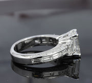 3.30 Ct. Emerald Cut & Baguettes Engagement Ring with Pave G Color VS1 GIA Certified