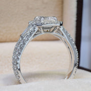 2.50 Ct. Halo Emerald Cut Diamond Ring w Baguettes G Color VS1 GIA Certified