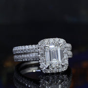 2.00 Ct. Emerald Cut Halo Engagement Ring G Color VS2 GIA Certified