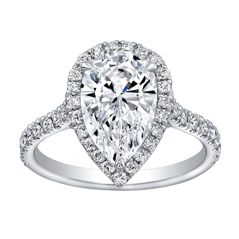 2.20 Ct. Halo Pear Cut Diamond Engagement Ring I VS1 GIA Certified