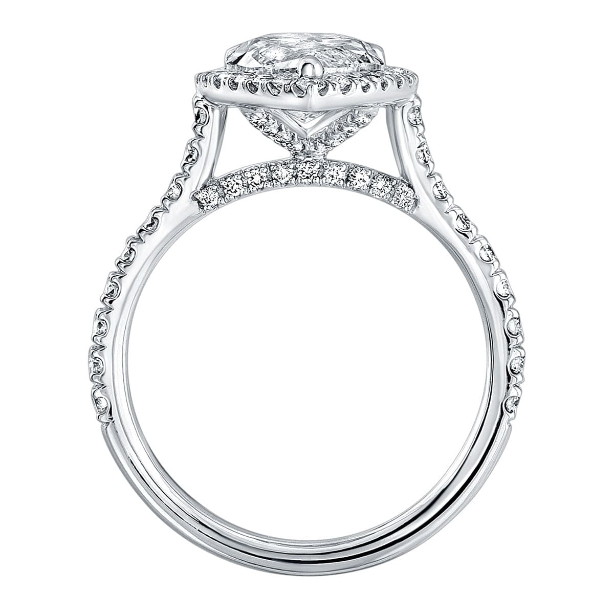 Pear halo engagement ring profile