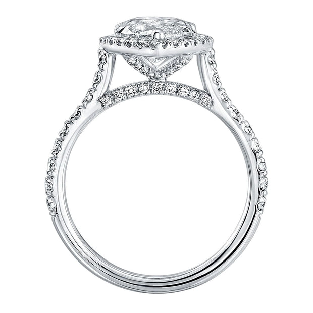 Tear Drop Pear Halo Engagement Ring Side View