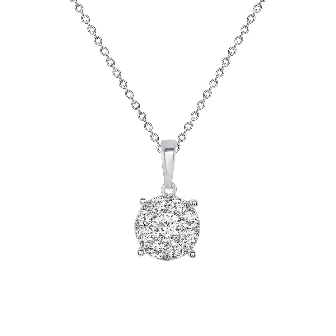 white gold round diamond pendant necklace