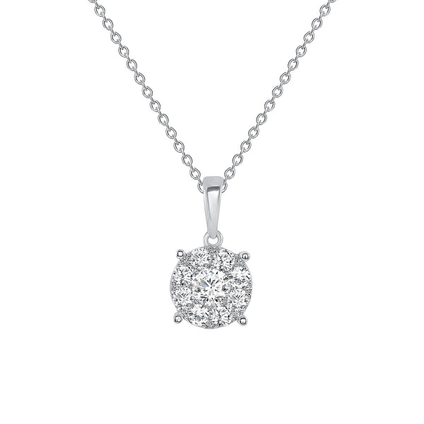 white gold round diamond pendant necklace
