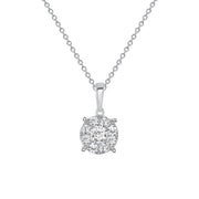 white gold round diamond pendant necklace