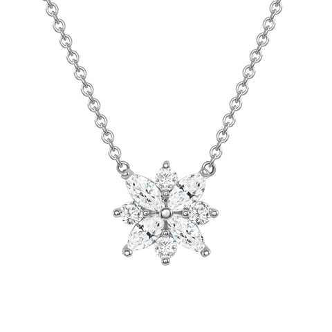 Marquise Cut Diamond Necklace White Gold