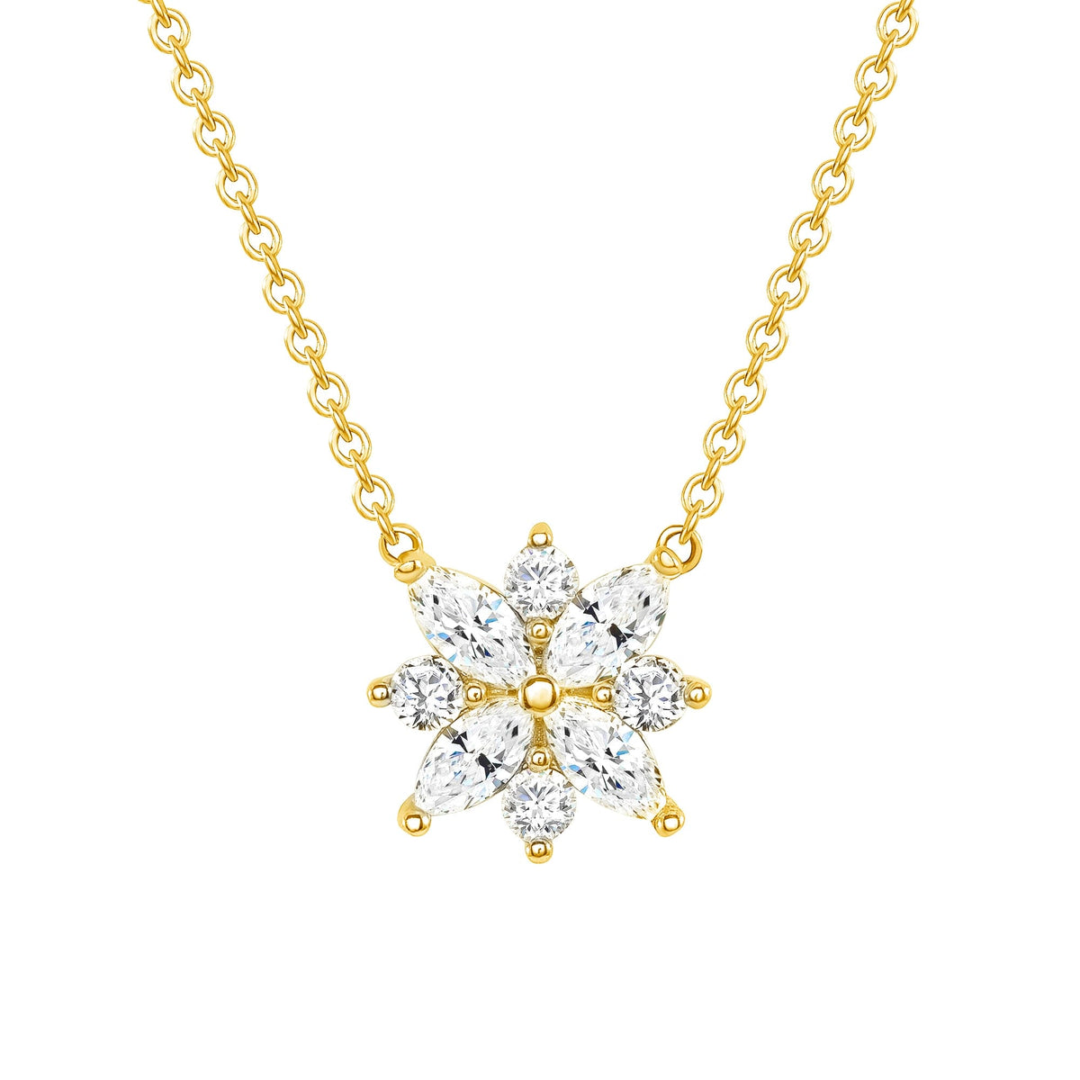 Marquise cut diamond necklace yellow gold