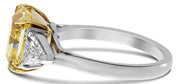 2.10 Ct. Canary Fancy Yellow Radiant Cut 3-Stone Diamond Ring VS1 GIA Certified