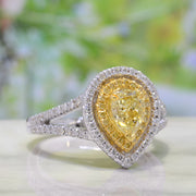 Fancy Yellow Pear Shaped Halo Diamond Ring