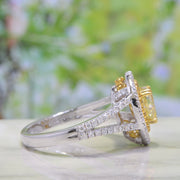 Fancy Yellow Pear Shaped Halo Diamond Ring Side View