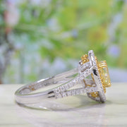 2.50 Ct Canary Fancy Light Yellow Dual Halo Pear Cut Diamond Ring VS1 GIA Certified