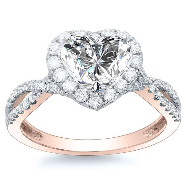 heart shaped halo ring rose gold