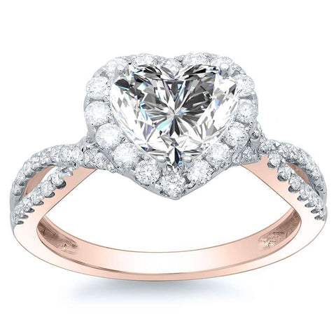 Heart Halo Engagement Ring in Rose Gold