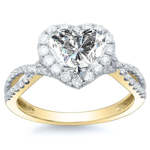 Heart Halo Engagement Ring in Yellow Gold