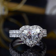 Heart Halo Engagement Ring Set