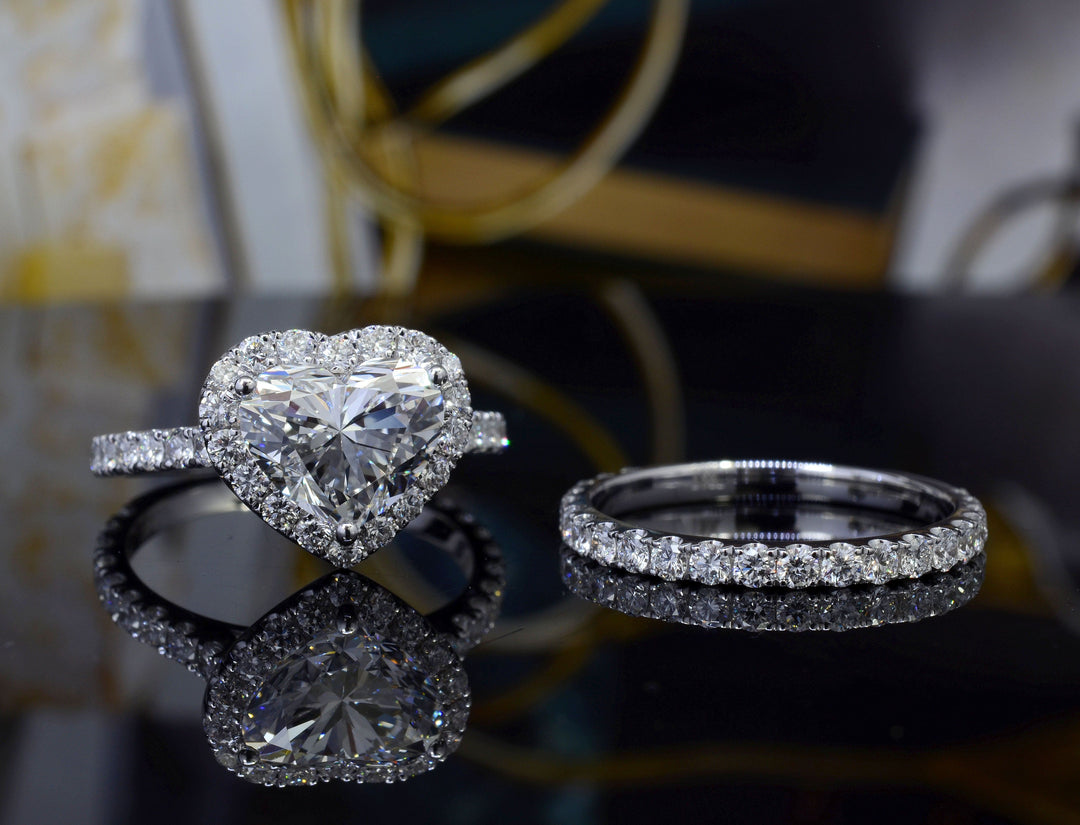1.70 Ct. Halo Heart Shaped Engagement Ring F Color VS2 GIA Certified
