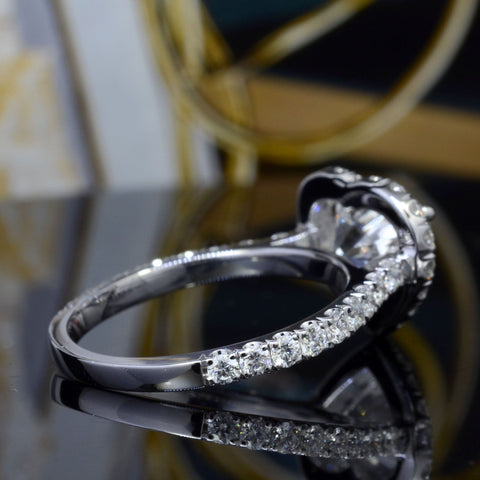Heart Halo Engagement Ring Profile View