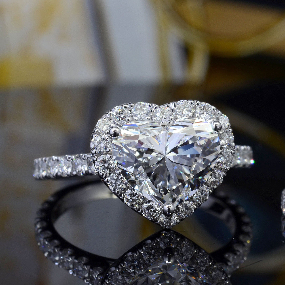 Heart halo engagement ring