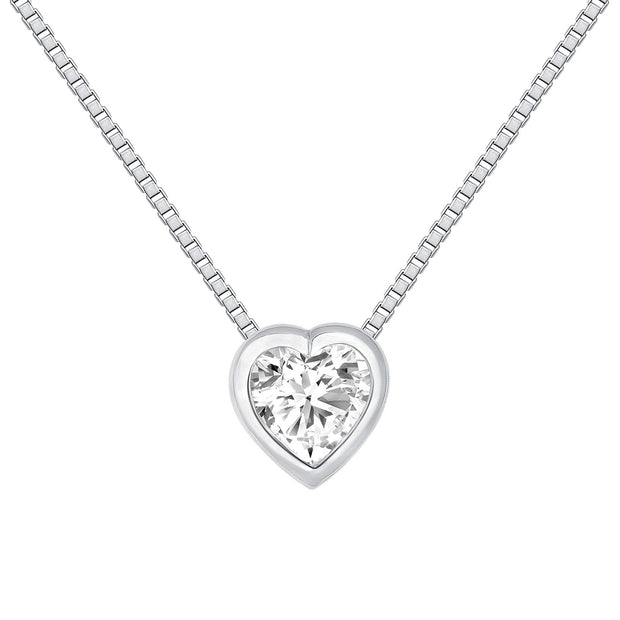 Diamond Heart Necklace White Gold